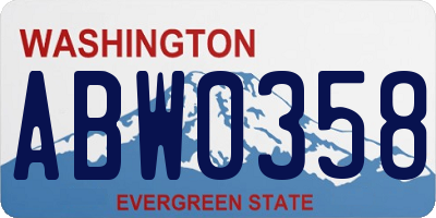 WA license plate ABW0358