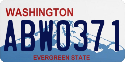 WA license plate ABW0371