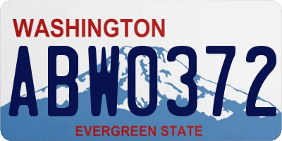WA license plate ABW0372