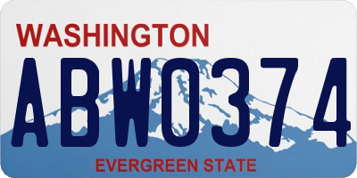 WA license plate ABW0374