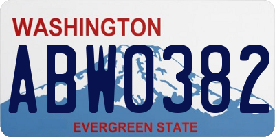 WA license plate ABW0382