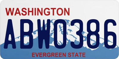 WA license plate ABW0386