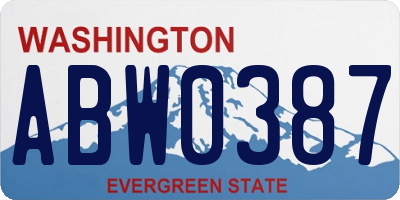 WA license plate ABW0387