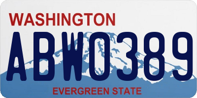 WA license plate ABW0389