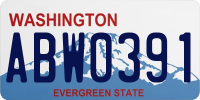 WA license plate ABW0391