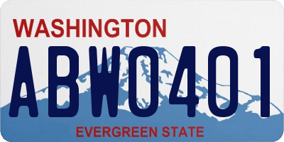 WA license plate ABW0401