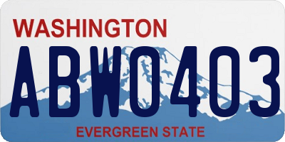 WA license plate ABW0403