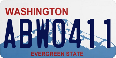 WA license plate ABW0411