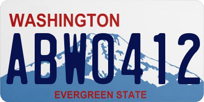 WA license plate ABW0412