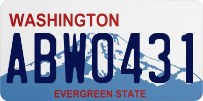 WA license plate ABW0431