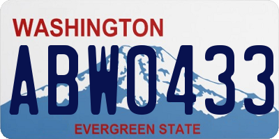 WA license plate ABW0433