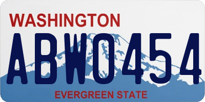 WA license plate ABW0454