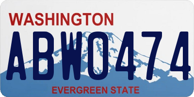 WA license plate ABW0474