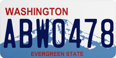 WA license plate ABW0478