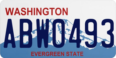 WA license plate ABW0493