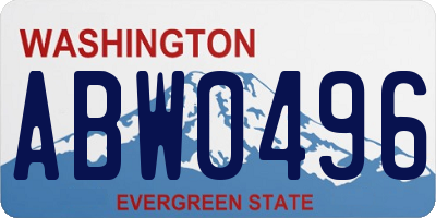 WA license plate ABW0496