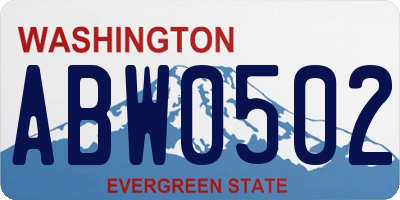 WA license plate ABW0502