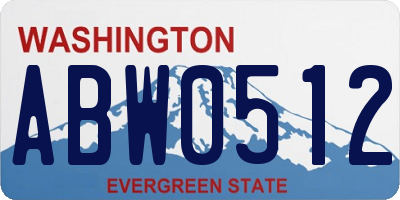 WA license plate ABW0512
