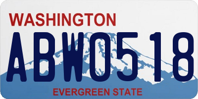 WA license plate ABW0518