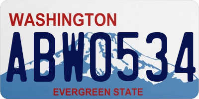 WA license plate ABW0534