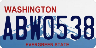 WA license plate ABW0538