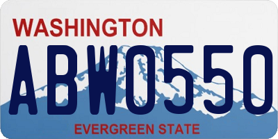 WA license plate ABW0550