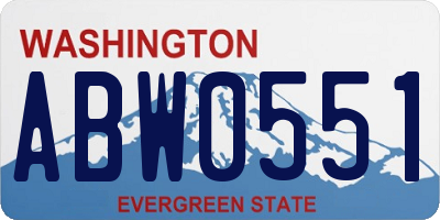 WA license plate ABW0551