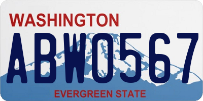 WA license plate ABW0567