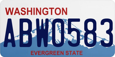 WA license plate ABW0583