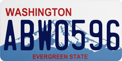 WA license plate ABW0596