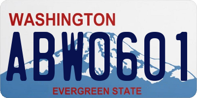 WA license plate ABW0601