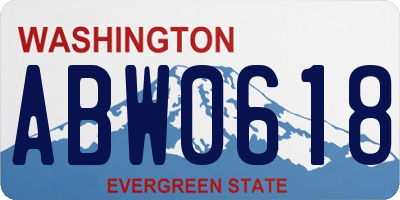 WA license plate ABW0618