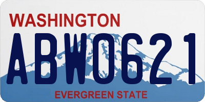 WA license plate ABW0621