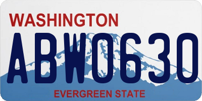 WA license plate ABW0630
