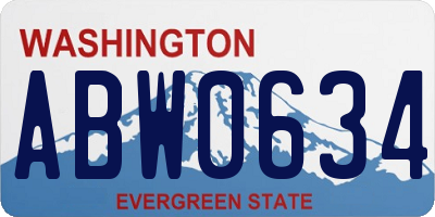 WA license plate ABW0634