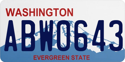 WA license plate ABW0643
