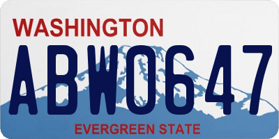 WA license plate ABW0647