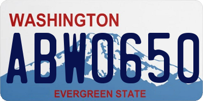 WA license plate ABW0650