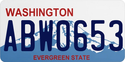 WA license plate ABW0653