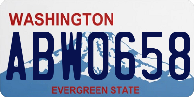 WA license plate ABW0658