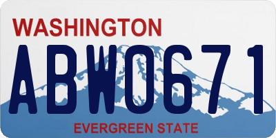 WA license plate ABW0671