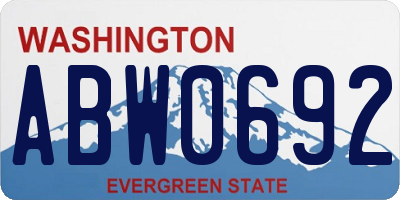 WA license plate ABW0692