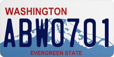 WA license plate ABW0701