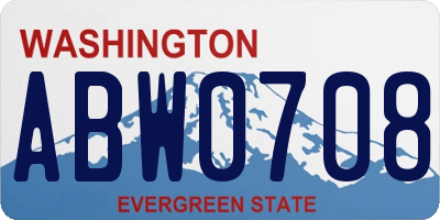 WA license plate ABW0708