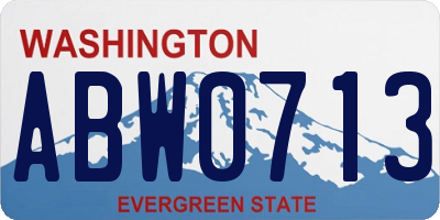 WA license plate ABW0713