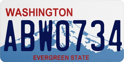 WA license plate ABW0734