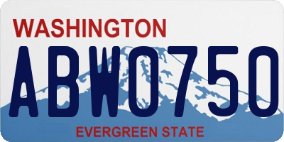 WA license plate ABW0750