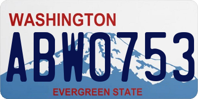 WA license plate ABW0753