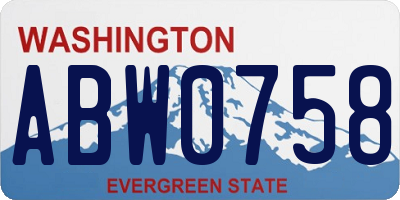 WA license plate ABW0758