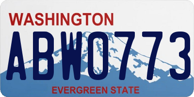 WA license plate ABW0773